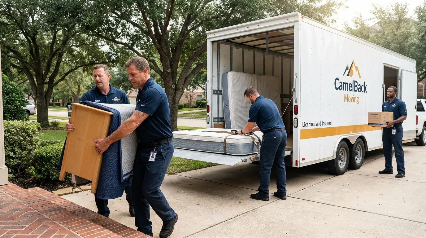 Crew loading residential truck for cross-state move from Newtown, PA
